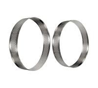 INOOMP 2pcs Round Stainless Steel Perforated Tart Rings 20cm 18cm - Mousse Cake Baking Molds for Oven Pastry Dessert Rings Sturdy Kitchen Set for Bakery and Home Use