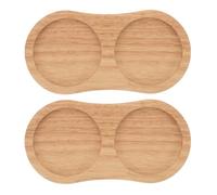 INOOMP 2pcs Salt and Pepper Mill Tray, Rustic Wood Grinder Holder Stand | Inner Dia 13cm/5.12", Ideal for Countertop, Dining Table Protector, Kitchen Storage Accessory, Fits Most Mill and Shakers