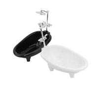 INOOMP 2pcs Set Miniature Bathtub Set Realistic Dollhouse Bathroom Accessories Lifelike Design for Home Decor Functional for Developing Motor Skills Miniature Furniture Ornament