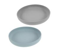 INOOMP 2pcs Silicone Non-Slip Dinner Plates with Suction Base for Elderly and Disabled, Unbreakable Feeding Plates with Anti-Spill Design, for Home Use and Adaptive Feeding
