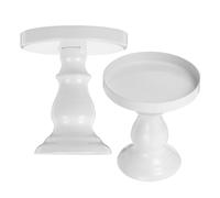 INOOMP 2pcs Small Cake Serving Stand, High Footed Iron Alloy Dessert Tray | White Vintage Design for Elegant Tabletop Decoration, Suitable for Vegetables, Home Use, Dessert Tables and Events