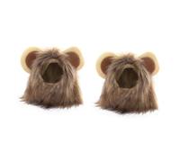 INOOMP 2pcs Small Dog Cat Cosplay Lion Mane Hat Pet Dress up Costume Red Hat Comfortable Cat Dress up Pet Party Attire