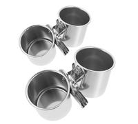 INOOMP 2pcs Stainless Steel Bird Feeding Cups with Clip for Bird Cage Large Capacity Parrot Food and Water Bowls Convenient to Install