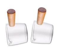 INOOMP 2Pcs Unbreakable Espresso Shot Glasses with Single Spout and Wood Handle Mini Glass Measuring Cups for Home Restaurant Bar for Cooking Baking and Serving Liquids
