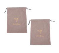 INOOMP 2pcs Velvet Hair Dryer Storage Bags with Drawstring, 23x30cm Soft Dustproof Organizer Pouches for Travel and Hotel Use, Light Grey Plush Fabric