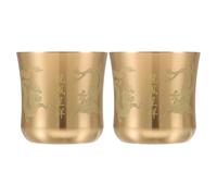 INOOMP 2pcs Vintage Copper Coffee Mug with Intricate Dragon Design, Chalice Shape, Exceptional Durability, Versatile Use for Tea Tasting and Special Celebration Rituals