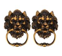 INOOMP 2pcs Vintage Lion Head Door Knocker, Metal Door Pull Handle Ring