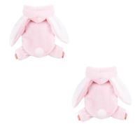 INOOMP 2pcs Warm Coral Fleece Pet Costume with Adorable Rabbit Ears for Cats and Dogs, Easy to Put on Dog Coat and Cat Clothes for Outdoor Activities and Walking