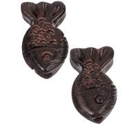 INOOMP 2pcs Wood Fish Charm Hanging Ornament Black Retro Creative Delicate Design Not Easy to Break for Keychain DIY Project