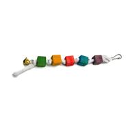 INOOMP 2pcs Wooden Parrot Bite with Bells for Chewing and Exercise, Square Hanging Bird Suitable for Parakeet and Indian Ringneck Parrot Playtime