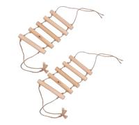 INOOMP 2pcs Wooden Parrot Stair Toy with Rope Swing, Easy to Hang Bird Climbing Ladder for Developing Balance and Coordination, Pet Supplies for Home Use