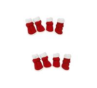 INOOMP 2sets Dog Foot Protector Winter Booties Set Windproof Slip-resistant Pet Supplies for Dog's Paws 4pcs*2