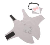 INOOMP 2sets Dog Tuxedo Bandana Suit for Dogs Formal Wedding Party Outfit Bow Tie Grey Shirt Bow Tie Bandana for Special Occasions