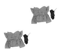 INOOMP 2sets Pulling Rope Stylish Bunny Outfit for Outdoor Adventures for Photoshoots and Special Occasions Extra- Leash Included Checkered