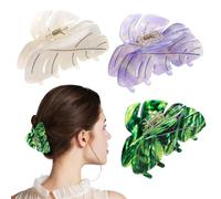 INOOMP 3 Pcs Leaf Claw Clips for Women Hair Accessory Multi-functional Acetate Sheet Hair Clips Prevents Slippage Elegant Leaf Shape for Parties and Commuting