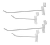 INOOMP 30 Pcs White Slatwall Hooks Retail Display Hangers for Slat Wall Panels 10cm and 15cm Length Heavy Duty Hooks for Garage and Shop Organization