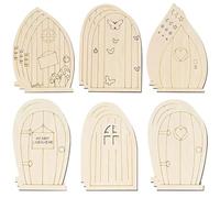 INOOMP 36pcs Unfinished Blank Wood Pieces Mini Door Shape Delicate Wood Slice Well Polished Smooth Surface Creative Fairy Themed Handmade Crafts for DIY Decoration