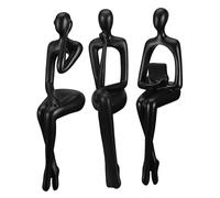INOOMP 3Pcs Abstract Sitting Thinker Statue Modern European Resin Sculptures for Home Decor Versatile Shelf and Desk Ornaments Elegant Minimalist Design for Living Room and Office