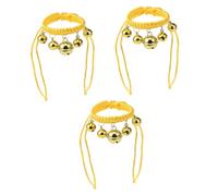 INOOMP 3pcs Adjustable Small Dog Collar Hand Woven Necklace Bell Collar Pet Ring Yellow Dog Fashion