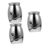 INOOMP 3pcs Durable Cinerary Casket for Pet Ashes Elegant Silver Keepsake Urn for Memorializing Loved Ones Sealed Design for Secure Storage for Pet Bereavement and Remembrance