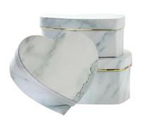 INOOMP 3pcs Heart Shaped Present Boxes Made of Copper Plated Paper with White Marble Pattern for Storage and Preserving Flowers, for Wedding Gifts and Romantic Occasions