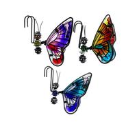 INOOMP 3pcs Iron and Glass Butterfly-shaped Flower Pot Hanger Decoration, Creative and Lifelike Garden Ornament for Home and Garden, Assorted Colour Planter Edge Figurines