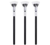 INOOMP 3pcs Lash Fan Brushes Eyelash Brush Applicator Fan-shaped Synthetic Fiber and Wood Multipurpose Use Lash Definition for Mascara Application and Makeup Bag