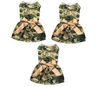 INOOMP 3pcs Lovely Dog Dress Bowknot Sleeveless Camouflage Pet Skirt for Everyday Wear Holidays and Photos Comfortable and Elegant Puppy Clothes