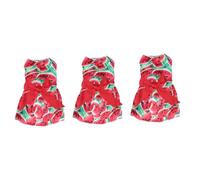 INOOMP 3pcs Pet Dog Dress Watermelon Print Elegant Bowknot Sleeveless Puppy Skirt for Everyday Wear Holidays and Photos s Watermelon Red