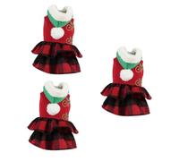 INOOMP 3pcs Pet Dog Xmas Hoodie Plaid Creative Costume for Dogs Comfortable Material for Christmas Parties and Festivities