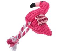 INOOMP 3pcs Pet Squeak Rope Toy Corduroy Plush Flamingo Shape for Interactive Play Teeth Cleaning and Entertainment for Dogs and Cats