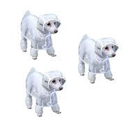 INOOMP 3pcs Raincoat for Small Dogs Transparent Hooded Poncho Your Pet Dry Rainy Weather for