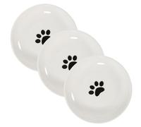 INOOMP 3pcs Shallow Cat Bowls with Silicone Nonslip Bottoms Durable Ceramic Feeding Dish for Kittens Cats Easy Access Promotes Healthy Eating Habits