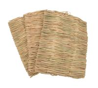 INOOMP 3pcs Soft Natural Grass Bunny Grass Mat for Small Animals and Hedgehogs, Edible Foraging Straw Bedding, Easy to Clean Chewing Bed for Rabbit, Guinea Pig and Hamster Cages