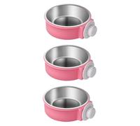 INOOMP 3pcs Stainless Steel Pet Hanging Cage Bowl Removable Dog Water Food Dish for Small Animals Resistant Easy to Clean for Kibble Treats Water