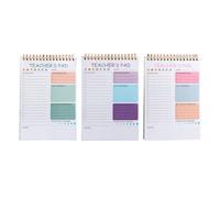 INOOMP 3pcs Teacher Planner Notepad Set for Work the Go, Daily and Weekly Goal Tracking Notebook with Clean and Professional Paper and Metal Design, Office and School Supplies