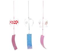 INOOMP 3pcs Wind Chimes Glass Hanging, Cute Floral Bell