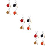 INOOMP 3sets Baseball Key Chain Set Creative Simulated Baseball Design Vibrant Red Orange Khaki Colors Ornament for Keys and Bags Present for Friends and Family 4pcs*3