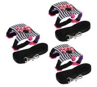 INOOMP 3sets Hamster Leash and Vest for Small Pets Clothes Leash Comfortable Fit Lightweight Design for Effortless Daily Walks Stripe