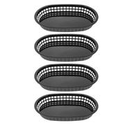 INOOMP 4 Pcs Bread Basket Set for Fast Food Serving, Easy to Clean and Carry, Sturdy Pp Material, for Restaurants and Kitchen Use, Practical and Simple Design Black Trays