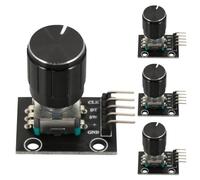 INOOMP 4 Sets KY-040 Rotary Encoder Module, 360° Incremental Encoder with Push Button, 5-Pin, Threaded Metal Shaft & Knob Cap for Maker Projects Robotics Control