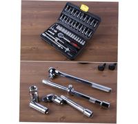 INOOMP 46PC Vanadium Steel Auto Repair Socket Set with Ratchet Wrench Professional Mechanics Tool Kit with Chrome Vanadium Steel Portable Combination Case for Automotive Random Color