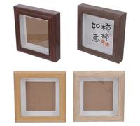 INOOMP 4pcs 4x4 Inch Mini Shadow Box Picture Frames Set Small Rustic Acrylic Tabletop Frames for Sports Memorabilia Medals Awards and Photo Display in Walnut and White Oak Colors