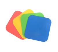 INOOMP 4pcs 9 Inch Poly Spot Markers for Agility Training - Flat Square Non-slip Floor Cones in Red, Yellow, Blue, and Green - Soccer and Basketball Drill Equipment for Sports Practice