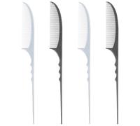 INOOMP 4pcs Anti-static Tail Combs Hair Styling Detangle Combs for Hairdressing Professional Men’s and Women’s Haircutting and Highlighting, Portable Black and Grey Set