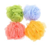 INOOMP 4pcs Bath Flower Shower Balls Set Foaming Bath Scrubbers Candy Color Mesh Body Exfoliating and Cleansing Random Color