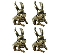 INOOMP 4pcs Brass Bunny Pendant Keychain Charms for DIY Bag Pendant, Sturdy Solid Brass Material, Retro Zodiac Rabbit Shape, Not Easy to Deform or Break, for Creative Craft Projects