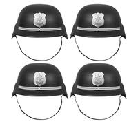 INOOMP 4pcs British Bobby Helmet: Black English Police Cap Officer Cosplay Cop Costume Accessory For Kids Halloween Role Playing Party Supplies