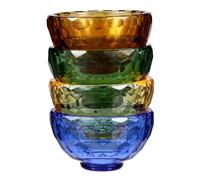 INOOMP 4pcs Buddhist Offering Bowls Sacrifice Cups in Yellow Green Blue Brown for Temple Home Yoga Meditation Decor