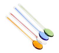 INOOMP 4pcs Heat-Resistant Glass Coffee Spoons Mixing Spoons for Sugar and Milk Stirring Easy to Clean in Blue Red Yellow and Green for Home Use